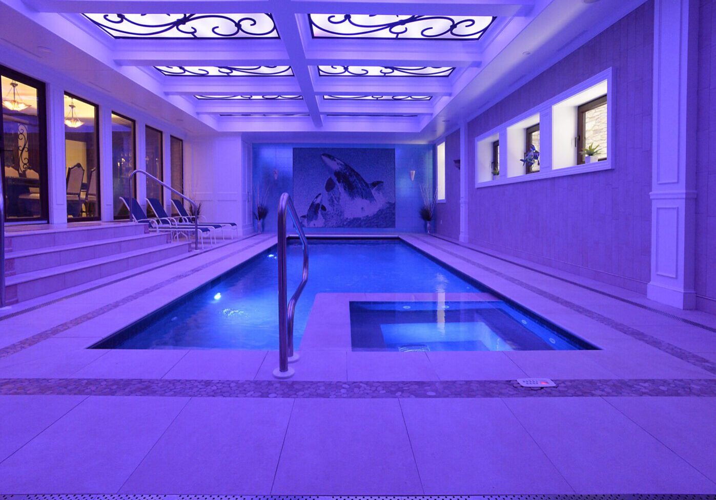 Luxurious swimming pool in elegant room
