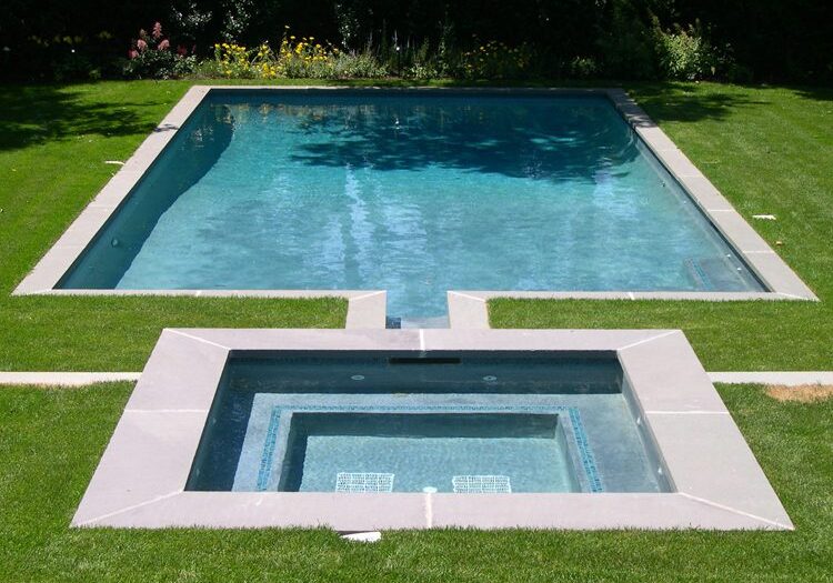 Backyard pool and hot tub